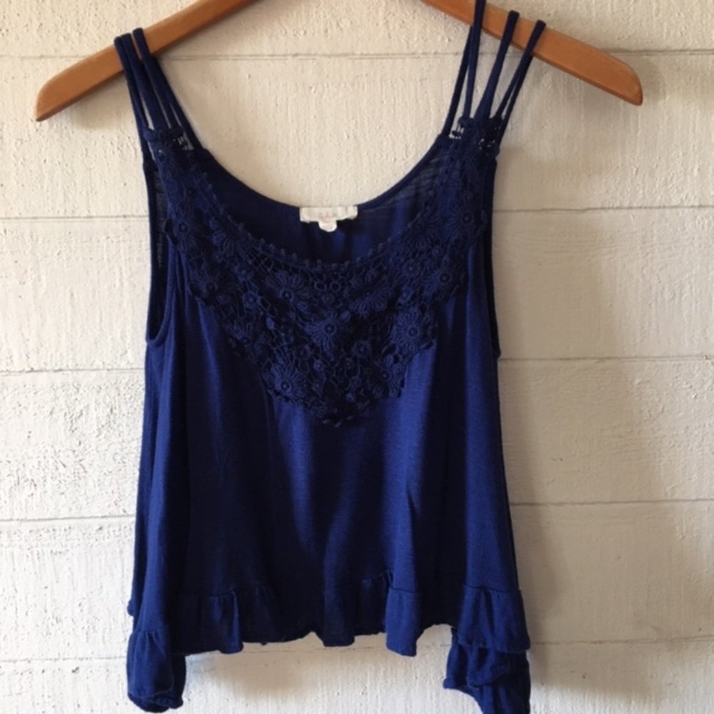 E (hanger) M Royal Blue Crop Tank (Anthropologie)